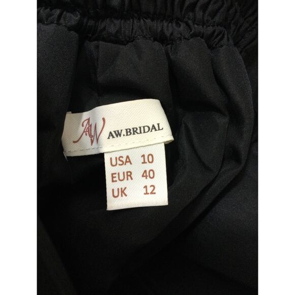 AW BRIDAL SZ 10 L black chiffon ruffle prom formal party maxi dress NEW B157 - Picture 6 of 8